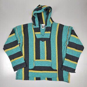 Original‎ Senor Lopez Hoodie Size Lrg. Woven Mexican Baja Poncho Pullover Beach
